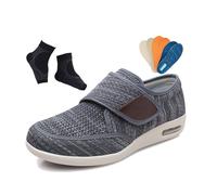 Orthopedic Walking Diabetic Shoes, Casual Mens Elderly Easy Close Adjustable Wide Fit Diabetic Shoes, Non-slip Closure Wide Fit Edema Swollen Breathable, for Swollen Feet Diabetes Edema(Dark gray,7 UK