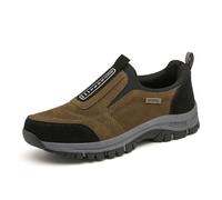 Orthopedic Walking Shoes for Men Waterproof-Slip on Arch Support Sneakers, Non-Slip Design| All-Day Comfort Pain Relief (Brown Black,12.5)