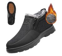 Orthopedic Warm Snow Boots for Men Waterproof Non-Slip Fleece Winter Boots,Warm Zipper Closure Arch Support Lightweight Hiking Shoes (Black,40)