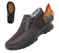 Orthopedic Warm Snow Boots for Men Waterproof Non-Slip Fleece Winter Boots,Warm Zipper Closure Arch Support Lightweight Hiking Shoes (Coffee,42)