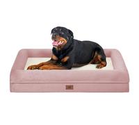 Orthopedic Washable Large Dog Bed: XXLarge Dog Bed Bolster Waterproof - XXL Big Dog Beds for Extra Large Dogs with Removable Cover - Pink