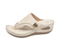 Orthopedic Wedge Heel Thong Sandals Arch Support Flip Flops for Travel Walking Outdoor Daily Use Comfortable Lightweight Flexible Durable Slip-on Open Toe Soft Sole Breathable Sturdy Ergonomic White