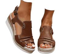Orthopedic Wedge Platform Sandals for Women Espadrilles Platform Ankle Strap Sandals Flat Open Toe Low Wedge Sandals Summer Dressy Slip on Sandals Casual Beach Boho Sandals