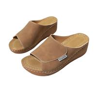 Orthopedic Wedge Sandals for Women Arch Support Walking Slipper Soft Cushion No Slip Platform Sliders Womens Summer Casual Beach Vacation Slip On Shoes Brown 6