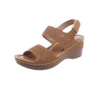 Orthopedic Wedge Sandals for Women Comfortable Arch Support Walking Shoes Casual Side Hollow Leather Paste Slope Bottom Roman Shoes Summer Fashion Ladies Sandal Size 6
