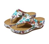 Orthopedic Wedge Sandals for Women Comfortable Arch Support Wedge Shoes Women's Open Toe Summer Casual Fashion Fish Mouth In The Heel Thick Bottom Slope Ladies Sandal Size 5