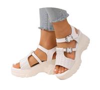 Orthopedic Wedge Sandals for Women - Comfortable Summer Platform - Non Slip Breathable Open Toe - Great for Beach, Home, Garden and Pool - Lightweight Outdoor Shoes, beige, 5 UK
