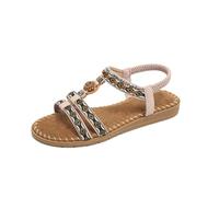 Orthopedic Wedge Sandals for Women Open Toe Arch Support Beach Sandals Women's Beaded T Strap Sandles Colorful Gemstone Elastic Slingback Ladies Sandal Size 6.5