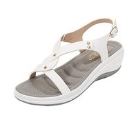Orthopedic Wedge Sandals for Women Open Toe Wedges Women's Heel Solid Round Head Beach Sandals White Sandles Wide Fit for Size 9 (White,6)