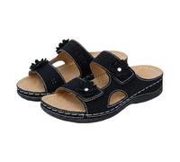 Orthopedic Wedge Sandals For Women - Wedge Sandals For Women Floral Adjustable Double Buckle Sandal Arch Support Orthopedic Slides Summer Open Toe Wide Fit Slides Slip On Non Slip Sandal