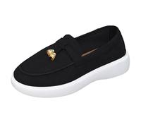 Orthopedic Womens Loafers Comfortable Flat Ladies Moccasin Slippers Supporting Autumn Commutes and Weekend Touring Genuine Leather Slip On Loafers Feature Shock Absorbing Rubber Bases Black