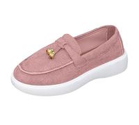 Orthopedic Womens Loafers Comfortable Flat Ladies Moccasin Slippers Supporting Autumn Commutes and Weekend Touring Genuine Leather Slip On Loafers Feature Shock Absorbing Rubber Bases Pink
