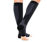 Orthosleeve FS6+ Foot and Calf Bracing Sleeve, circulation booster, Plantar Fasciitis, Heel pain and Shin Splint Relief. 1 Pair - Large Black
