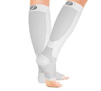 OrthoSleeve FS6+ Foot & Calf Compression Sleeve Men/Women, White Small | Plantar Fasciitis Socks with Ankle Compression Support & Calf Support for Arch, Heel, Shin Splint Relief & Daily Activities