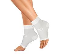 OrthoSleeve FS6 Foot Sleeve | Exclusive 6 Zone Compression Technology | Plantar Fasciitis, Heel Pain & Swelling Relief | 1 Pair | 30 Day Guarantee | 24/7 Comfort - Medium White