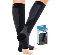 Orthosleeve FS6+ Foot and Calf Bracing Sleeve, circulation booster, Plantar Fasciitis, Heel pain and Shin Splint Relief. 1 Pair - Large Black
