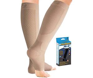 Orthosleeve® FS6+ 'Plus' All in One Foot & Calf Sleeve | Natural Size M| Exclusive 11 Zone Compression Technology® | Circulation Booster, Plantar Fasciitis, Heel Pain & Shin Splint Relief | 1 Pair