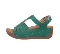 Orthotic Sandals For Arch Support Wedges Size 5 Women's Buckle Leather Cut Design Adjustable Slingback White Chunky Sandals For Women Size 3 Flat (Green 6)