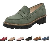 Orthoture- Orthopaedic Thick-Soled Loafers,Stirrup Shoes,Women's Orthopaedic Shoes,Women's Round Toe Walking Shoes (Green,7)