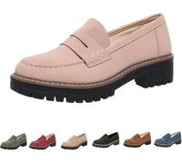 Orthoture- Orthopaedic Thick-Soled Loafers,Stirrup Shoes,Women's Orthopaedic Shoes,Women's Round Toe Walking Shoes (Pin,7)