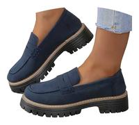 Orthoture Womens Loafers, Orthoture-Orthopedic Platform Walking Shoes, Comfortable Round Wide Toe Slip On Shoes Women's Fashion Solid Color Thick Soled Leather Casual Shoe Comfy Elegant