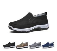 Orthowalkway Men's Arch Support Slip-on Canvas Loafers - Orthopedic Non-Slip Walking Sneakers, Casual Boat Shoes for Plantar Fasciitis Pain Relief (Black,8)