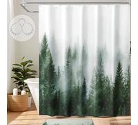 ORTIGIA Green Misty Forest Shower Curtains,Nature Shower Curtain,Woodland Shower Curtain,Fantasy Fog Magic Tree Bath Curtain for Bathroom,Fall Shower Curtain,Waterproof Polyester Fabric-72 Wx72 L