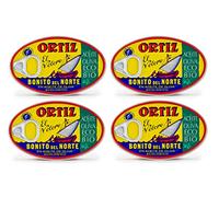 Ortiz White Tuna in Organic Olive Oil | 4 Pack | Bonito del Norte Tuna in Organic EVOO Imported from Spain | Wild caught | 100% Natural | Premium fish in 3.95 Oz Can (112 Gram)