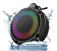 Ortizan Bluetooth Shower Speaker, IPX7 Waterproof Mini Speaker with LED Lights, Portable Outdoor Wireless Speaker with 8W & 24H Playtime, Perfect for Shower, Bike, Hike, Support TF Card, FM Radio