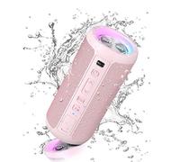 Ortizan Bluetooth Speaker, Portable Wireless Bluetooth Speakers With Led Light, Louder Volume & Enhanced Bass, IPX7 Waterproof, 30H Playtime, Durable Loud Speaker Bluetooth for Travel, Outdoor - Pink