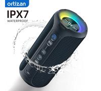 Ortizan Bluetooth Speakers 40W Enhanced Bass Portable Outdoor Wireless Speaker 30Hrs IP7 Waterproof Shower Speaker Bluetooth 5.3 black