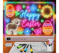 Ortizan LED Drawing Board, LED Note Board with 13 Light Effects, 35x25 cm Rechargeable Light Up Acrylic Boards with Stand, Hanging Chain, Adapter Gifts for Kids Christmas Birthday