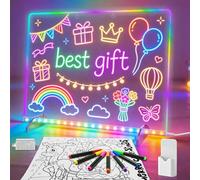 Ortizan LED Drawing Board for Children, LED Note Board 13 Light Modes 35x25.5 cm, Acrylic Dry Erase Boards with Stand Hanging Chain Creative Toy for Teens Kids Elegantly Gift-Boxed