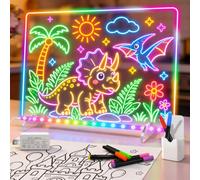 Ortizan LED Drawing Board for Kids, Acrylic Light Board 35x25cm | Reusable acrylic surface, light modes, stand, hanging chain, colourful markers and adapter for gifts, notes and decor