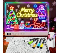Ortizan LED Drawing Board, LED Note Board with 13 Light Effects, 35x25 cm Rechargeable Light Up Acrylic Boards with Stand, Hanging Chain, Adapter Gifts for Kids Christmas Birthday