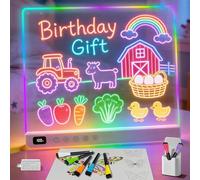 Ortizan LED Drawing Board, LED Note Board with 13 Light Effects, 35x25 cm Rechargeable Light Up Acrylic Boards with Stand, Hanging Chain, Adapter Gifts for Kids Christmas Birthday