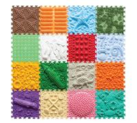 ORTO NATURE 16-Piece Sensory Massage Puzzle Play Mat - Interlocking Orthopedic Floor Tiles & Textured Sensory Mats for Kids & Adults (Joyful Land)
