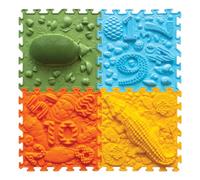 ORTO NATURE 4-Piece Sensory Massage Puzzle Play Mat - Interlocking Orthopedic Floor Tiles & Textured Sensory Mats for Kids & Adults (Forest School)