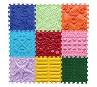 ORTO NATURE 9-Piece Sensory Massage Puzzle Play Mat - Interlocking Orthopedic Floor Tiles & Textured Sensory Mats for Kids & Adults (Rainbow Melody)