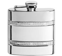 Orton West Mens 6oz Stainless Steel Celtic Bands Hip Flask - Silver