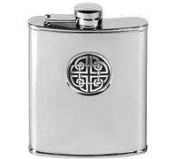 Orton West Mens 6oz Stainless Steel Celtic Knot Hip Flask - Silver