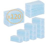 OrtoPrime 120 Disposable Soapy Sponges for Babies, Kids & Adults - Single Use Soap-Filled Bath Sponge for Sensitive Skin - Neutral pH - 5 Packs of 24 Wash Cloths.