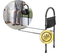 OrtoPrime Bed Rail for Elderly - Adjustable Bed Grab Rail with Padded Handle & Pocket - Adult Bed Guard Rail for Safety & Support - Foldable Bed Assist Rail for Getting In and Out of Bed