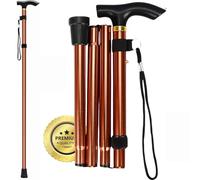 OrtoPrime Collapsible Walking Stick for Men and Women - Adjustable Folding Walking Cane for Elderly - Walking Stick with Secure Grip - Lightweight Walking Aid