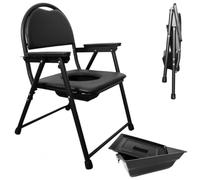 OrtoPrime Commode Toilet Chair for the Elderly - Folding Commode Chair with Removable Bidet - Portable Commode for Bedroom & Bathroom - Adjustable Toilet Chair for Disabled & Elderly Adults