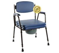 OrtoPrime Commode Toilet Chair for the Elderly - Padded Folding Commode with Removable Bidet - Portable Toilet for Bedroom & Bathroom - Comfortable Toilet Chair for Disabled Adults