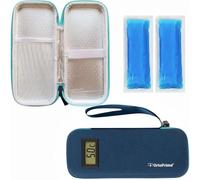 OrtoPrime Cooler for Insulin Cold X2 Gels Included Insulin Holder - Isothermal Insulin Cold 12H Fridge Travel Insulin - Portable Medicines Fridge for Diabetics 12H, Blue with Thermometer, Insulin Case