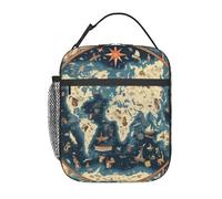 Ortydoxa Retro World Map Insulated Lunch Bag for Adult Portable Lunch Box for Office, Gym, Hiking & Travel