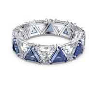 Ortyx cocktail ring, Triangle cut, Blue, Rhodium plated