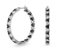 Swarovski Hoop Earrings, White and Black Triangle Cut Crystals in a Rhodium Plated Setting, from the Ortyx Collection